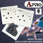 "A-PRO"  SWITCH SOCKET 13 Amp DS-8019  暗线插座