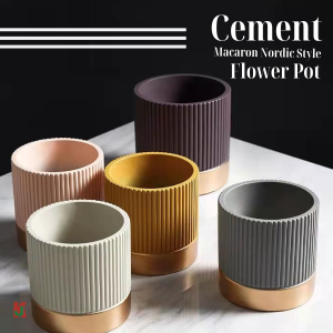 ''AL'' MACARON CEMENT NORDIC STYLE COLORFUL STRIPE FLOWER POT马卡龙INS简约多彩花盆