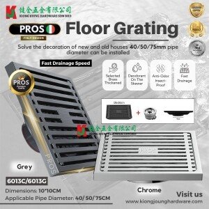 "PROS" GRATING S/STEEL SQ  4" x 4''  W/FILTER PROS-6013