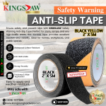 "KINGSJAW"  SAFETY WARNING ANTI SLIP TAPE 2" X 5M  [BLACK & BLACK WITH YELLOW]