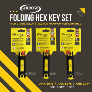 ''ARROW''  ALLEN KEY SET HEX FOLDING TYPE (METRIC/SAE/TORX) AHK-3075/AHK-3076/AHK-3077 [8pcs/9pcs/8pcs/set]9头L型6角扳手