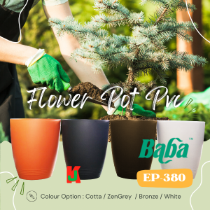 "BABA"  FLOWER POT PVC  EP-380 (ZEN GREY / COTTA / WHITE / BRONZE)胶花盆