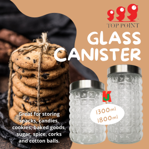 ''TOP POINT'' CONTAINER ROUND GLASS CANISTER TP-G06-8310J13 / TP-G06-8310J18 玻璃圆罐 1300ML/ 1800ML