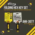 ''ARROW''  ALLEN KEY SET HEX FOLDING TYPE (METRIC/SAE/TORX) AHK-3075/AHK-3076/AHK-3077 [8pcs/9pcs/8pcs/set]9头L型6角扳手