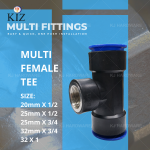 ''KIZ'' MULTI FEMALE TEE 20mm x 1/2'' 25mm x 1/2" 25mm x 3/4" 32mm x 3/4" 32mm x 1"''内牙T头