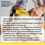 "HITMAX"  CLAW HAMMER FIBRE HANDLE  27 mm HTM-27 YELLOW/BLUE羊角锤纤维柄 - 黄/蓝