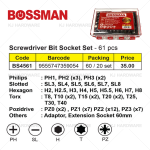 "BOSSMAN"  SCREW DRILL BIT SET 61PCS/SET BS-456161头盒装螺丝钻    (CL149)