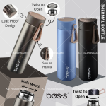 ''BOS'S'' VACUUM FLASK S/STEEL BOTTLE SIMPLE 650ML 白钢保温瓶(BH-065SH)