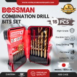 "BOSSMAN" HSS DRILL BITS 15PCS/SET (BD42-15)