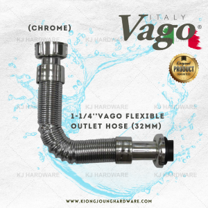 "VAGO" SINK WASTE CHROMED FLEX OUTLET HOSE PVC 12'' (SIZE: 1-1/4'' & 1-1/2'')