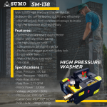 "SUMO"  HIGH PRESSURE PUMP CLEANER 2.2KW 130 BAR SM-138压力水邦