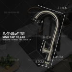 "SANIWARE PREMIER" SINK TAP PILLAR SWP-SS-304-106 [S/STEEL] / SWP-GB-304-116 [GUN BLACK] / SWP-RG-304-126 [ROSE GOLD]