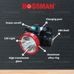 ''BOSSMAN'' HEAD LAMP RECHARGABLE LED 15W BLH15W充电头灯