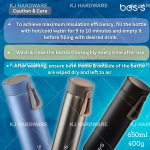''BOS'S'' VACUUM FLASK S/STEEL BOTTLE SIMPLE 650ML 白钢保温瓶(BH-065SH)