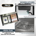 "PROS" SINK BLACK COATED S/STEEL SINGLE BOWL WITH ACCESSORIES