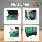 "KINGSJAW" PP PEDAL STEP RECYCLE DUSTBIN 40 LTR (GREY/GREEN) TB-40C
