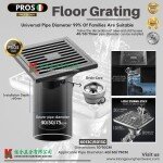 "PROS" GRATING S/STEEL SQ  4" x 4''  W/FILTER PROS-6013