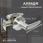 ''ARMOR'' ENTRANCE LOCKSET MORTISE LEVER ATL-8300-SS有柄大门锁 - 白钢
