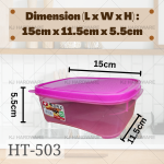 "HT"  CONTAINER SQUARE PVC  HT503TC胶方形盒