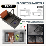 "PROS" SINK BLACK COATED S/STEEL SINGLE BOWL WITH ACCESSORIES