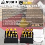 "SUMO" ROUTER BIT SET 12PCS 6.35mm (1/4'') SUMO-0012