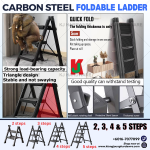 "CN" CARBON STEEL FOLDABLE LADDER BLACK