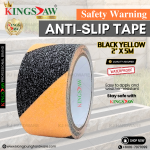 "KINGSJAW"  SAFETY WARNING ANTI SLIP TAPE 2" X 5M  [BLACK & BLACK WITH YELLOW]