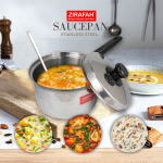 "ZIRAFAH"  SAUCE PAN STAINLESS STEEL  8522  18cm / 22cm白钢长柄锅