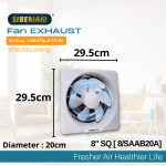 ''SIBERAIR'' FAN EXHAUST WALL VENTILATING 8'' SQ [8/SAAB20A]， 10" SQ[10/SAAB25A]  , 12" SQ[12/SAAB30A] 抽风机