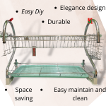 "TOP POINT"  RACK DISH S/STEEL  0327/2-TIER2层白钢碗架 22''